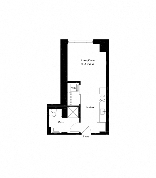 Floor plan for studio, 1 bath, 450 sqft